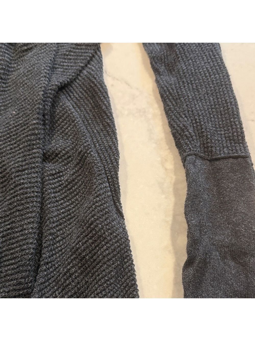 Eileen Fisher Black Waffle Knit Hooded Cardigan Large - Picture 5 of 12